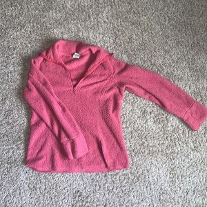L.L bean pink fuzzy quarter zip